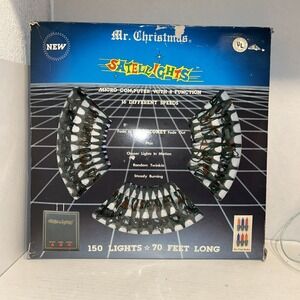 vintage mr christmas Satellights 4 Functions 16 Speeds 150 Lights 70' Long